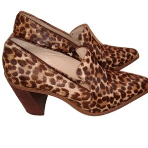 Vince Camuto‎ Wevenly 3 Leopard Calf Hair Pointed Toe Heels Size 9M Block Cone